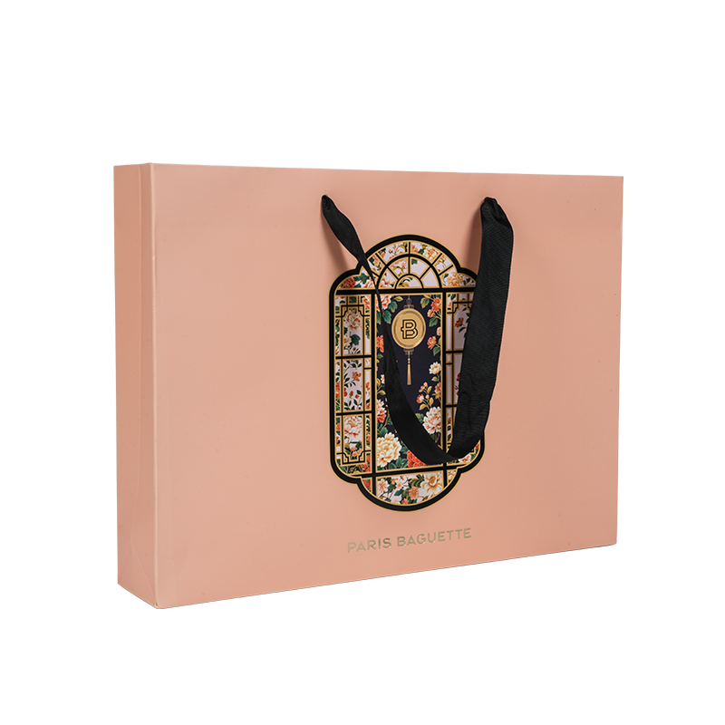 حقيبة حمل كعكة كرافت/كرتون أبيض بمقبض مقاوم للماء