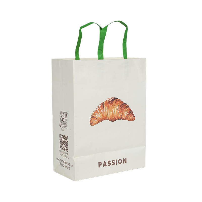 حقيبة حمل كعكة كرافت/كرتون أبيض بمقبض مقاوم للماء