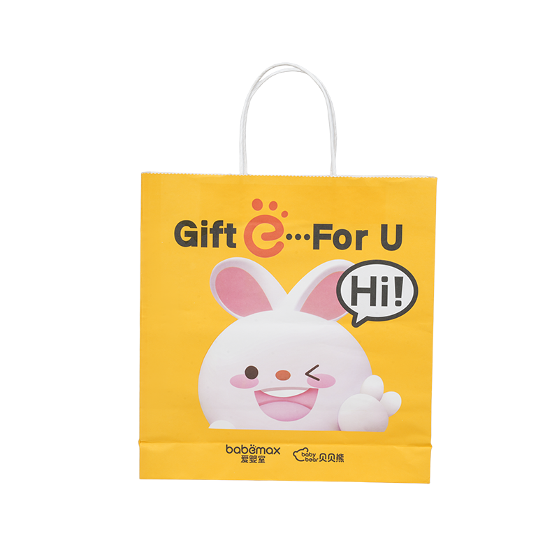 تغليف الملابس كيس من الورق المقوى الأبيض السميك الأفقي المحمول باليد