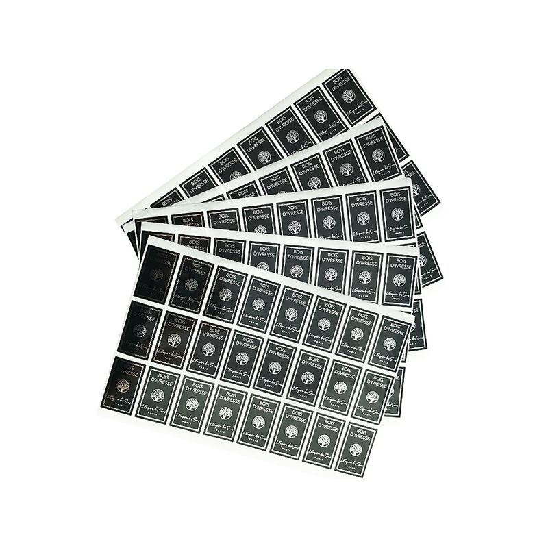 ملصق زجاجة نبيذ منقوش برقائق غير لامعة