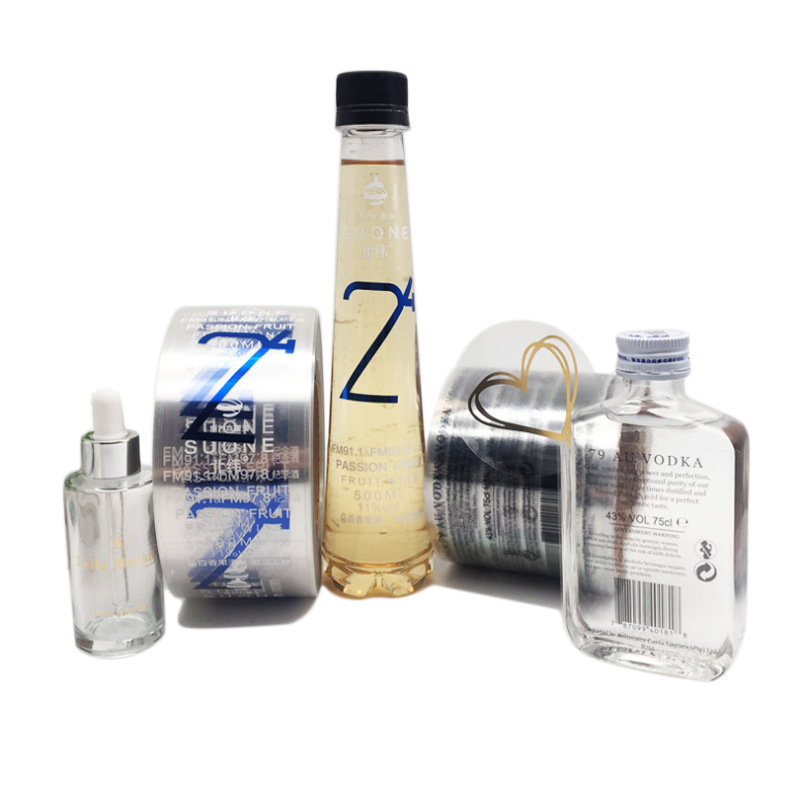 ملصق زجاجة نبيذ منقوش برقائق غير لامعة