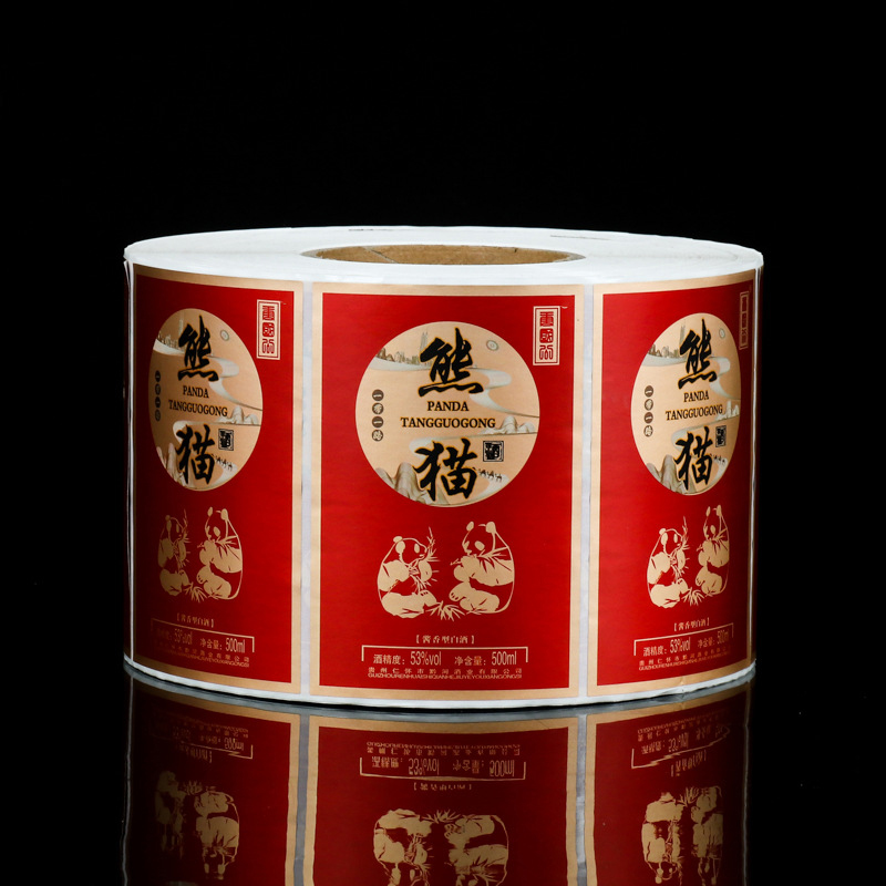 ملصق زجاجة نبيذ منقوش برقائق غير لامعة