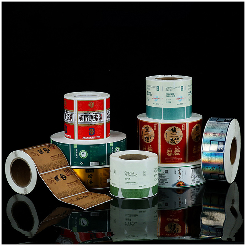 ملصق زجاجة نبيذ منقوش برقائق غير لامعة