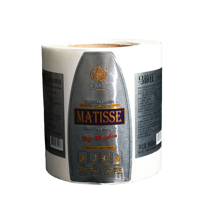 ملصق زجاجة نبيذ منقوش برقائق غير لامعة