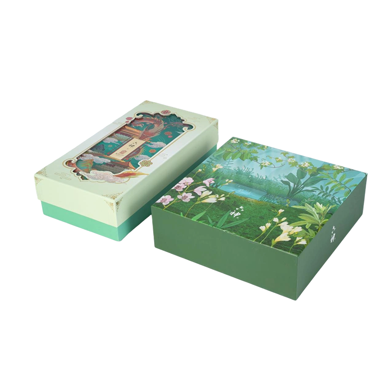 Hot Stamping Window-Cut Neo-Chinese Lid & Base Gift Box
